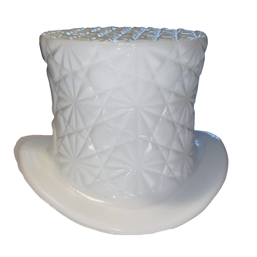 Vintage Fenton White Milk Glass Top Hat Figurine Daisy and Button Pattern