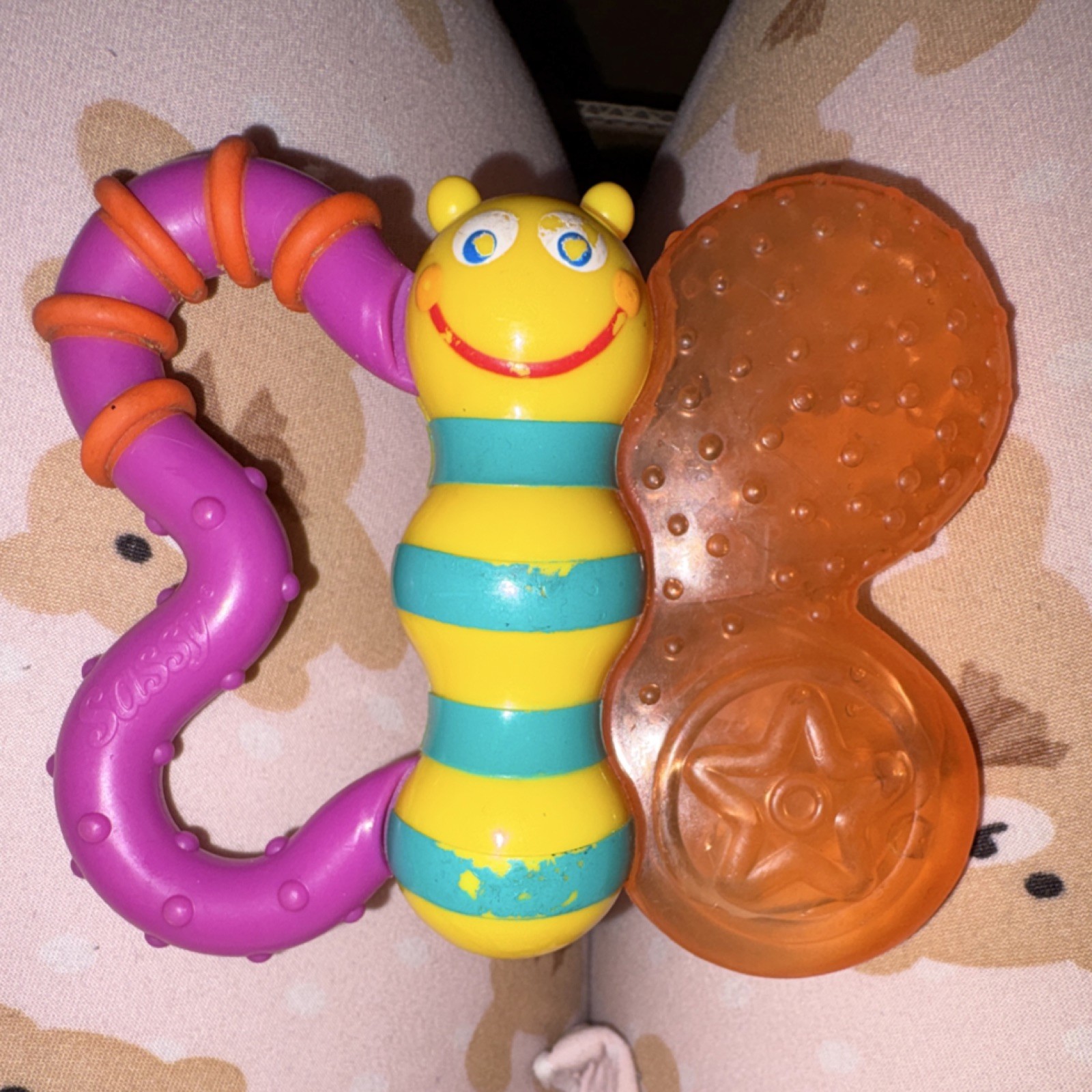 Sassy Colorful Caterpillar Striped Teether Toy for Babies Developmental Skills