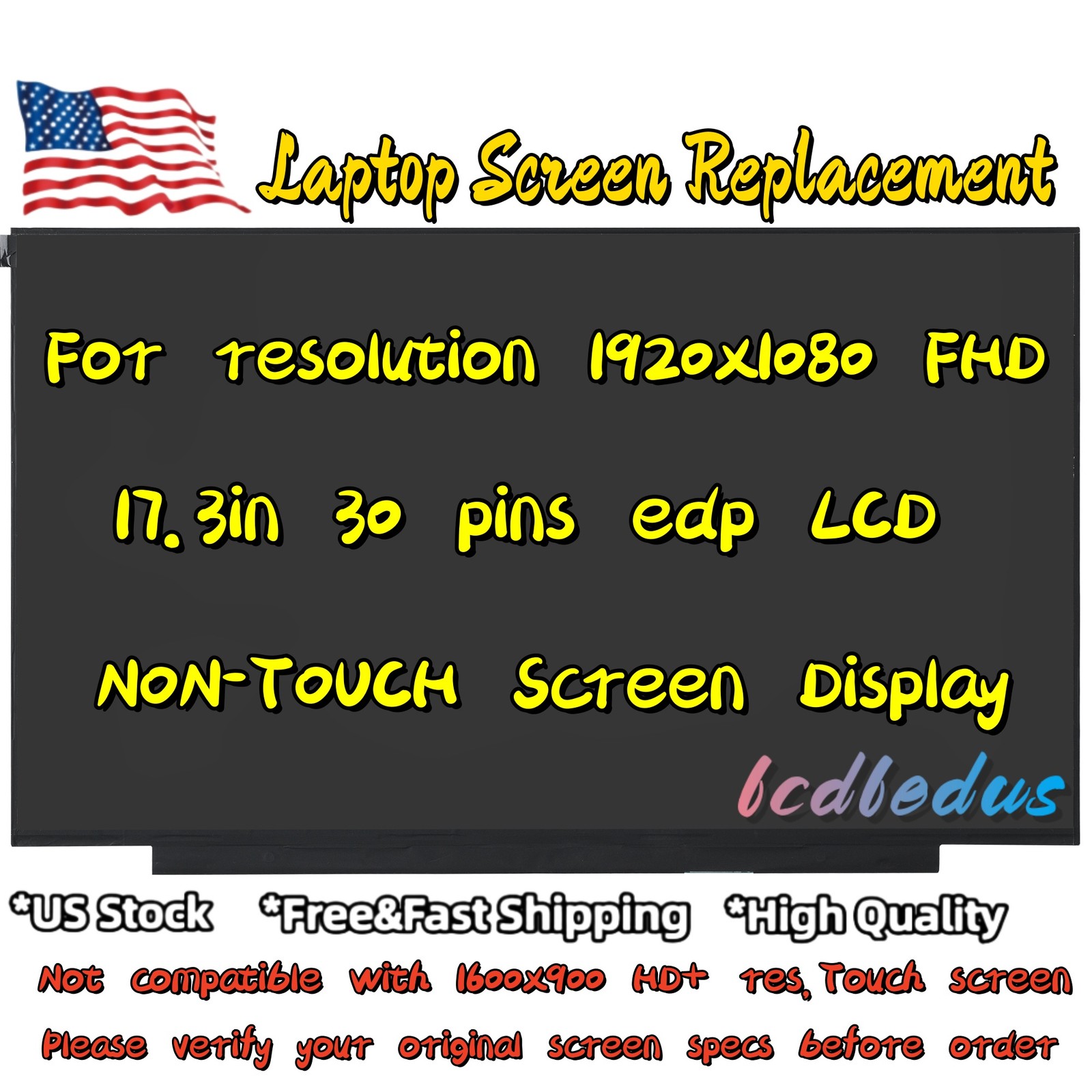 NV173FHM-N4G Led Lcd Screen Display 17.3" FHD 30 Pin Non-Touch Panel Replacement