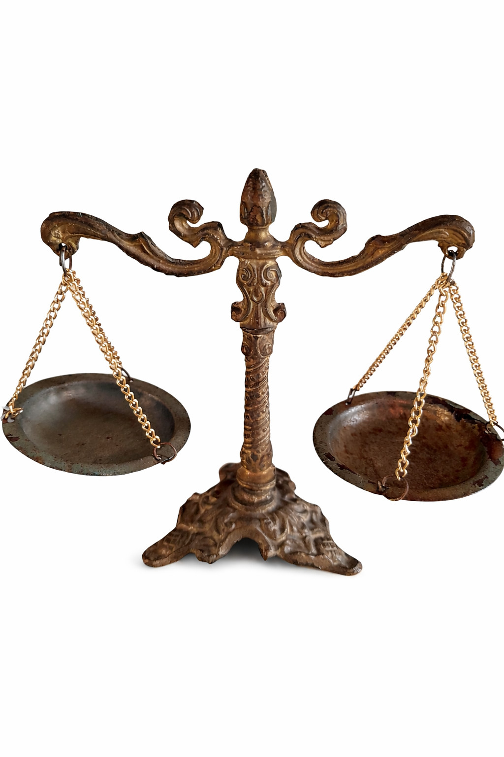 Vintage Ornate Brass Balance Scale - 33 Years Old, Classical Decorative Style