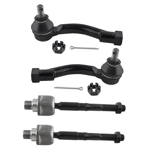  (Set of 4) 2x Front Inner Tie Rod Ends + 2x Front Outer Tie Rod Ends Kit Fit 
