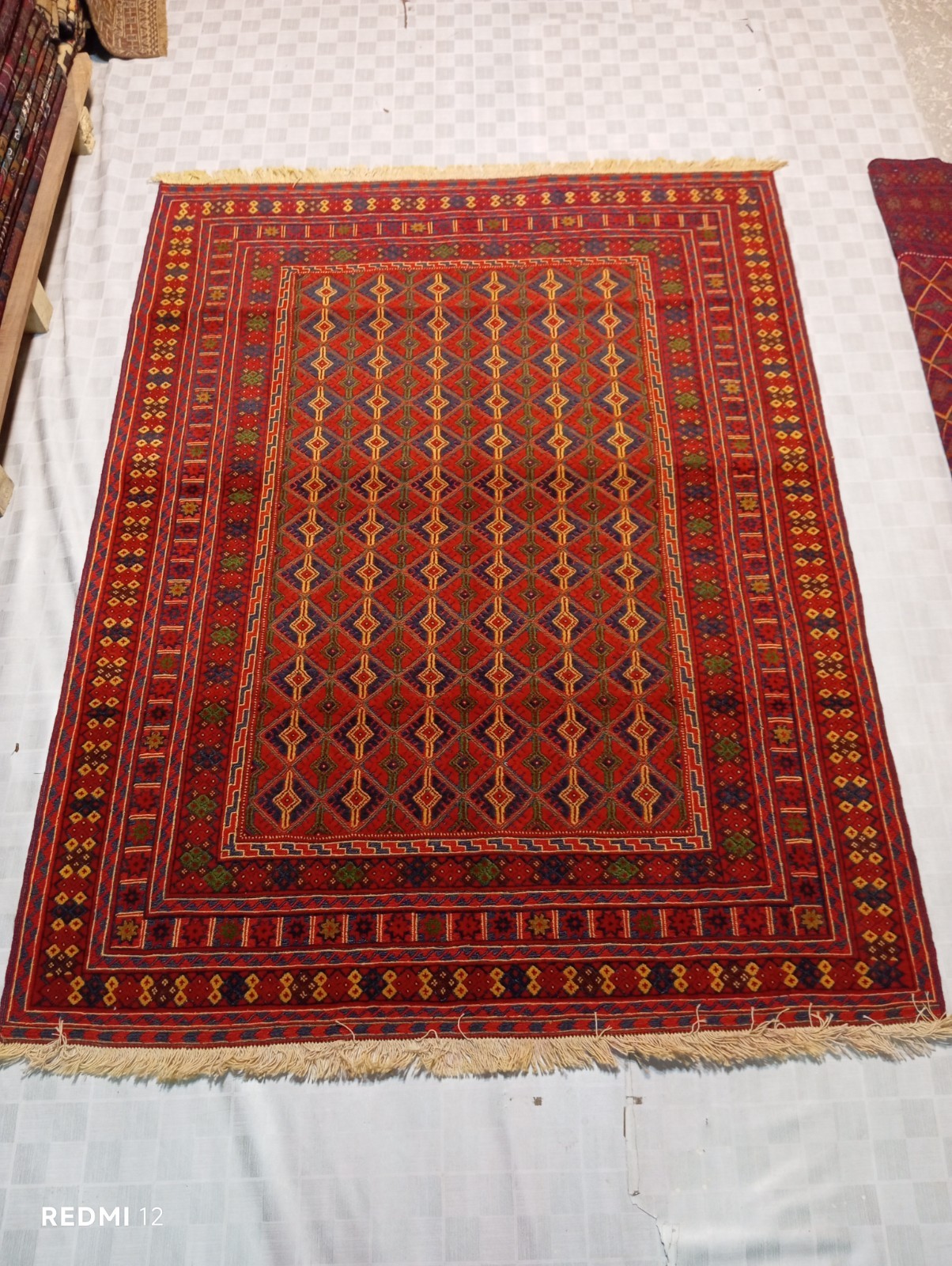 Afghan Mushwani Handmade Kilim Rug 2.5x2 ft Tribal Geometric Belgian Wool Carpet