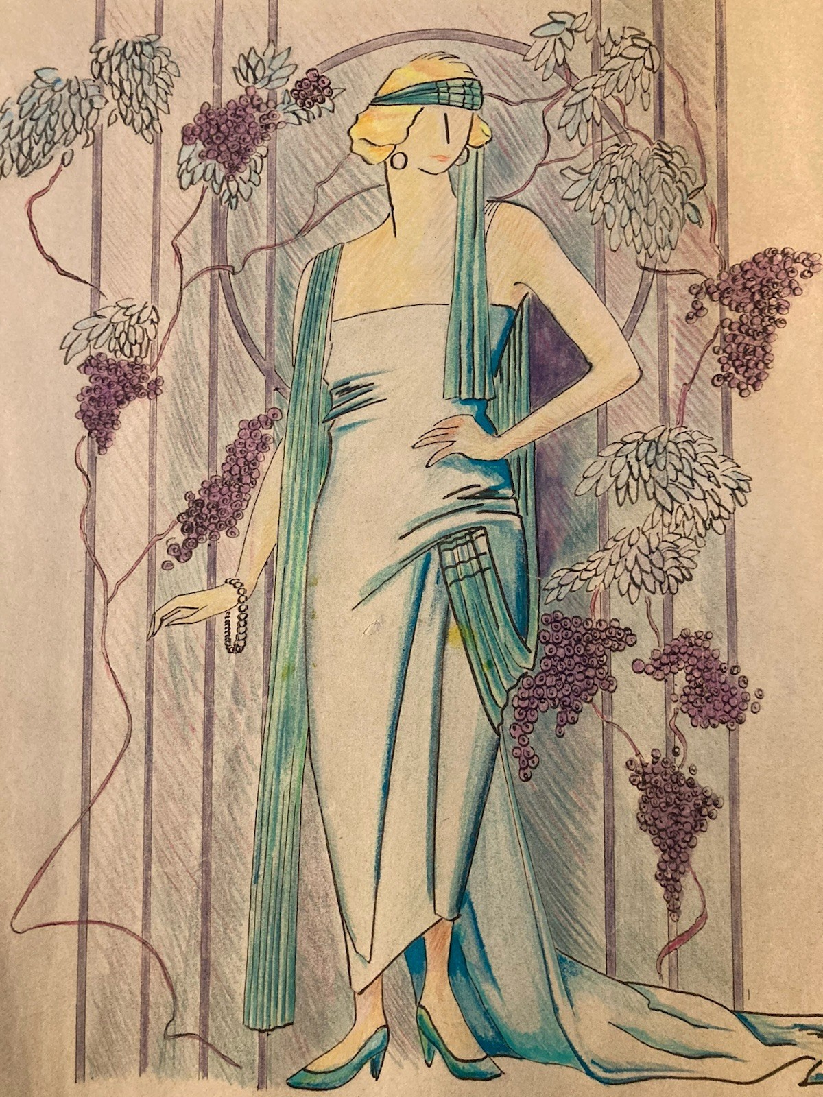 Drawing 1930 Portrait Pencil Paper Woman New Deco Art Hand Time 20th