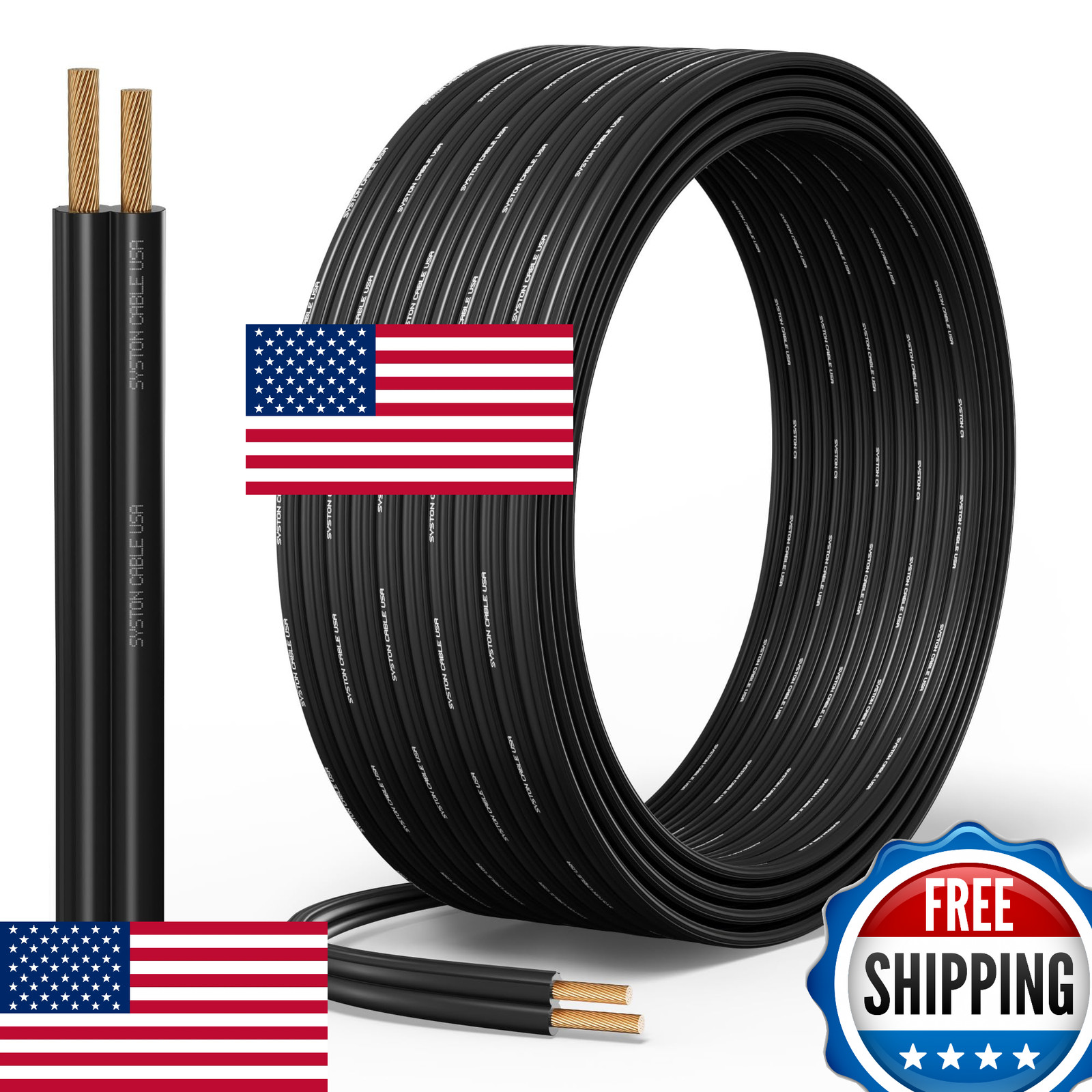 SYSTON 10/2 Low Voltage Landscape Lighting Wire Direct Burial Stranded 50ft