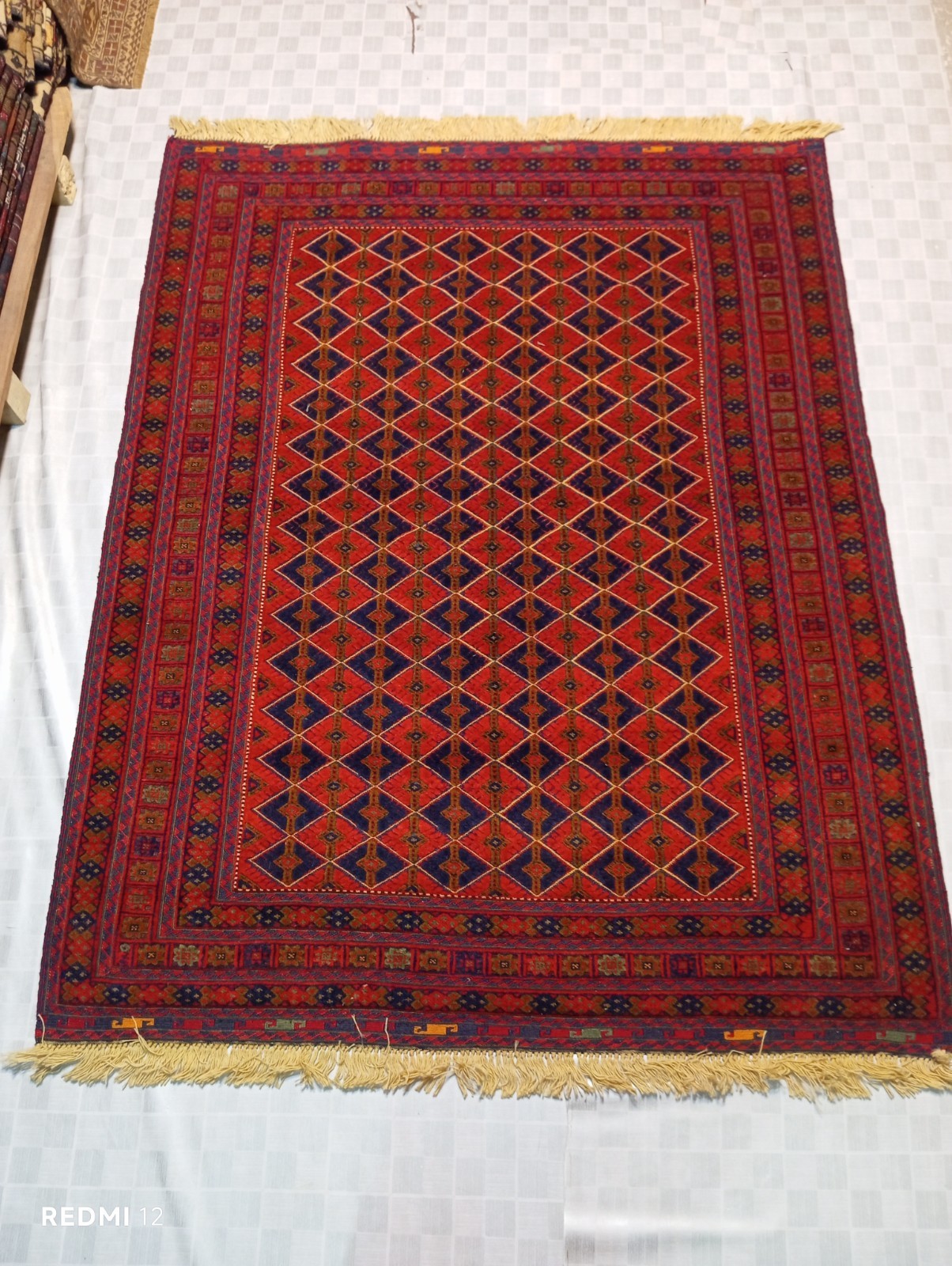 Afghan Mushwani Handmade Kilim Rug 2.5x2 ft Tribal Geometric Belgian Wool Carpet