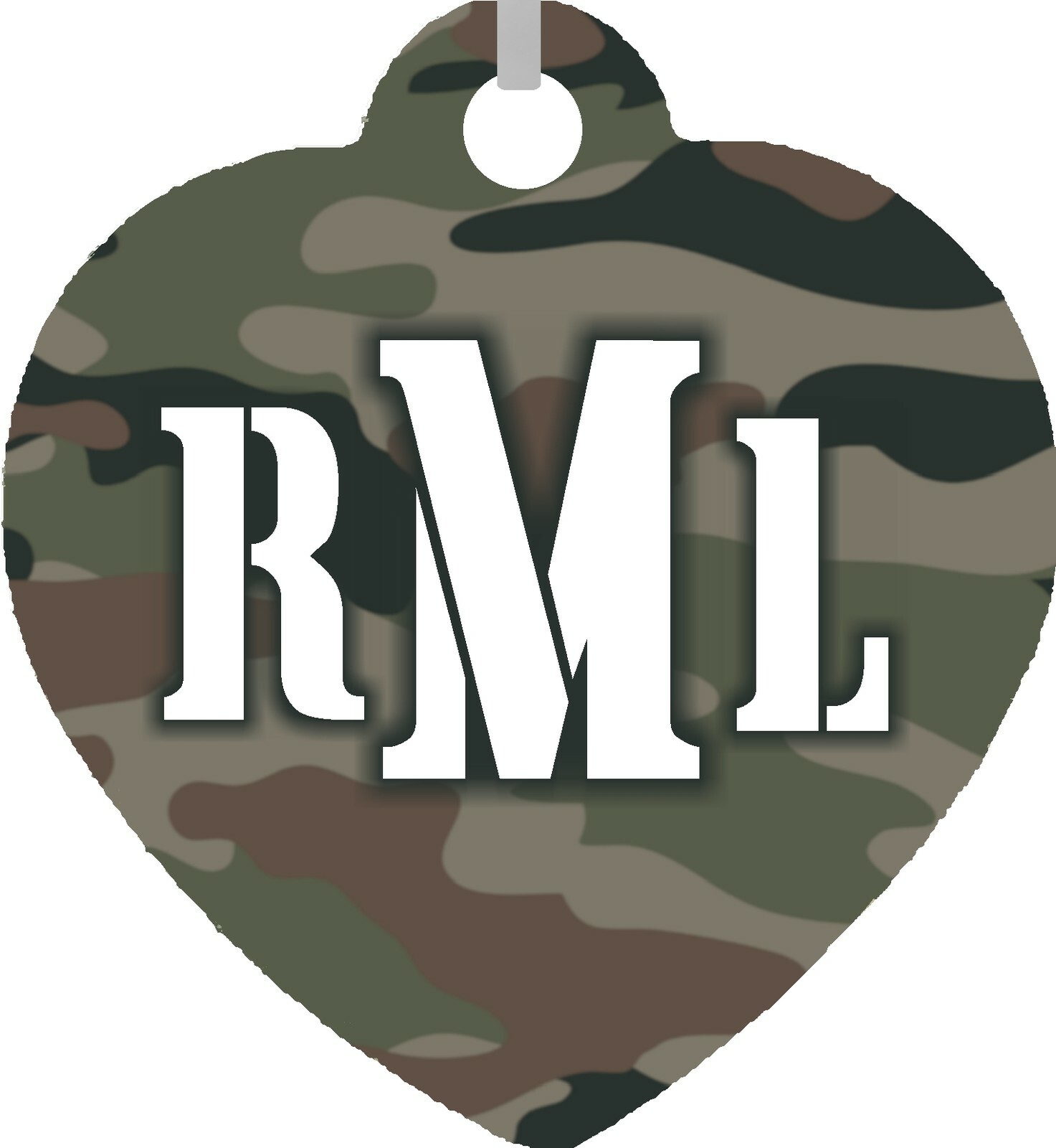 Personalized Custom Monogrammed Initials Camouflage Camo Military Heart Necklace