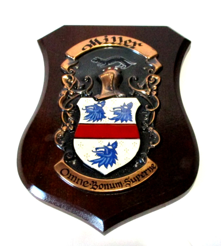 MILLER name plaque with Coat of Arms, Made in Ireland
