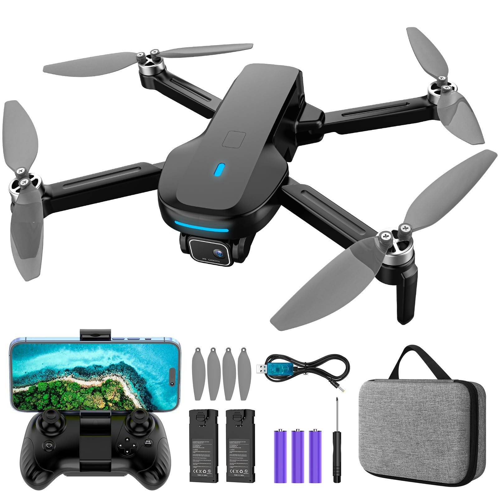 Mirason Drone with Camera, 1080P HD FPV Camera Drone with Brushless Motor, 2 ...
