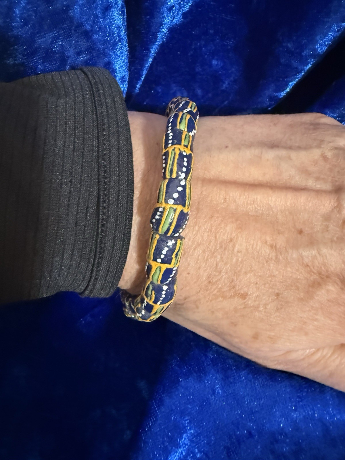 Rare Ghana Krobo Hand-Painted Powder Glass Beads - Artisan Tribal Trade Strand