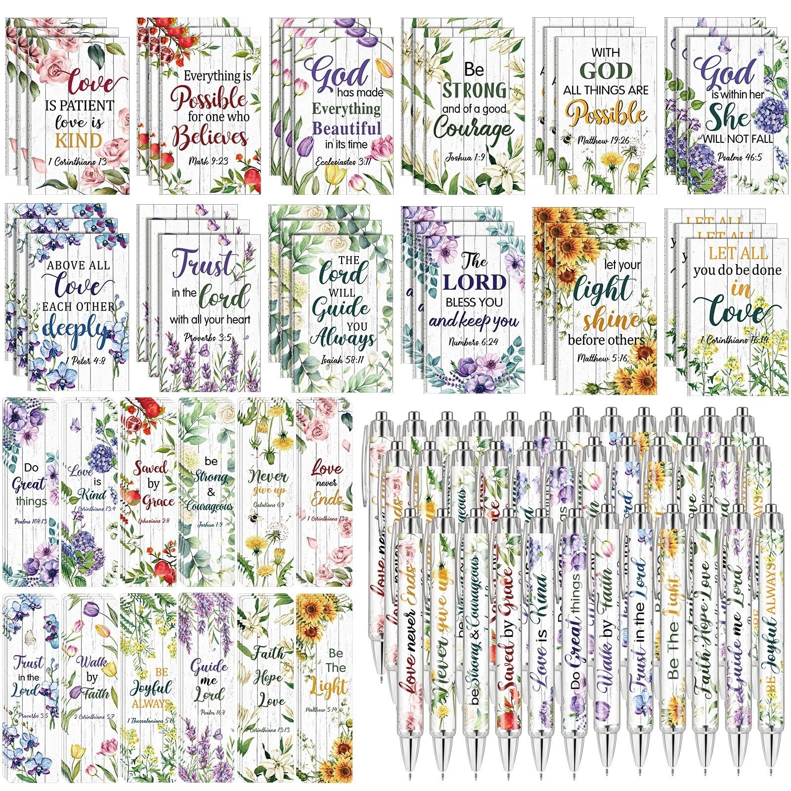 Seajan 108 Pcs Bible Verses Gift Set Christian Notepads Pocket Notebooks Moti...