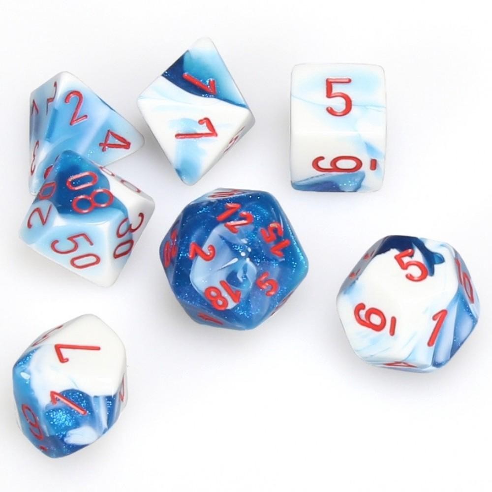 Polyhedral Dice - 7D Gemini Astral Blue White/Red - Chessex