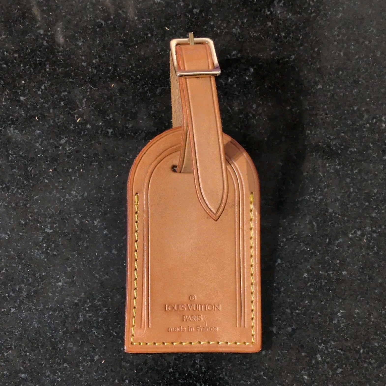 Louis Vuitton Leather Luggage Tag Brown Paris Made in France Travel Accessory