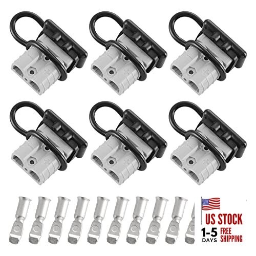 6PCS Battery Quick Connect Disconnect 50amps 8 Gauge 600V Cable 6PCS 8AWG Grey