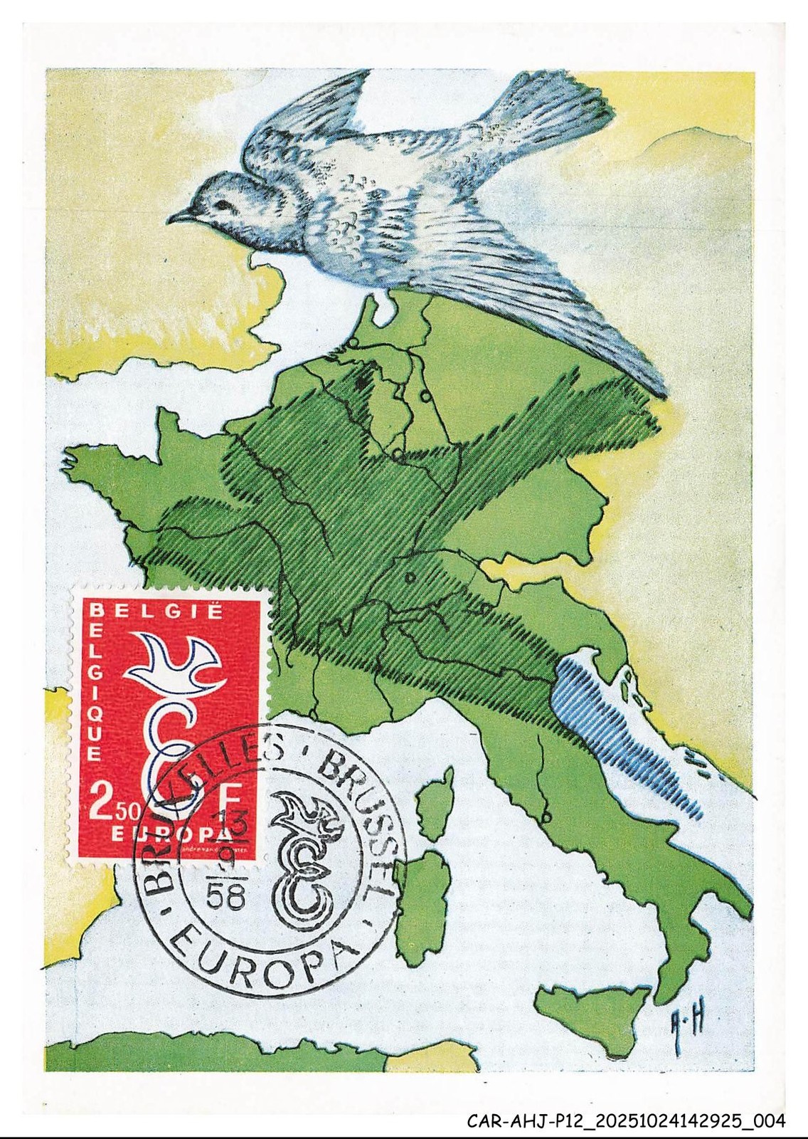 CAR-AHJP12-0550-CARTE-MAXIMUN - Belgium - Europa - 1958