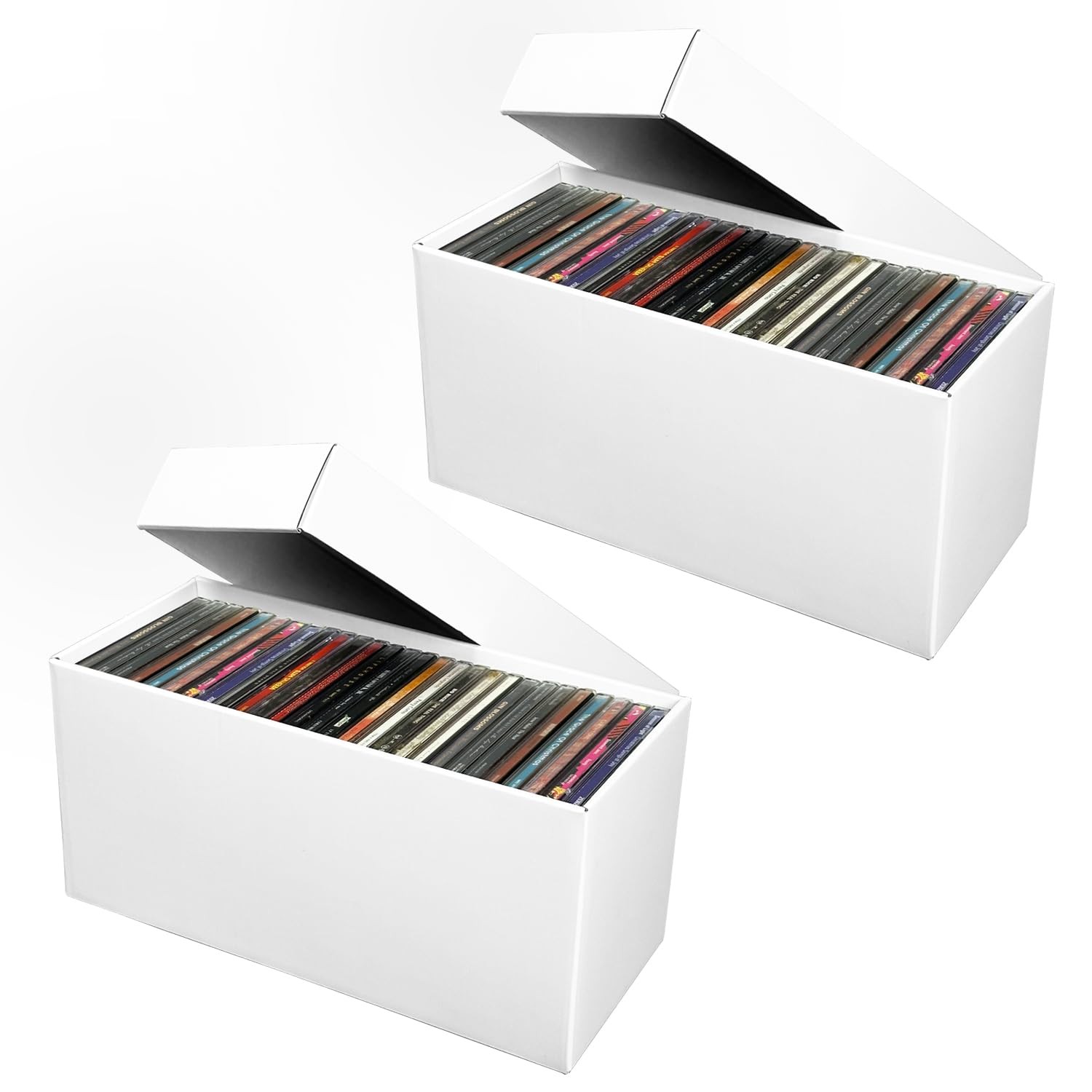 Toupeone CD Storage Box, Case Holder, Cardboard Disc Organizer white 