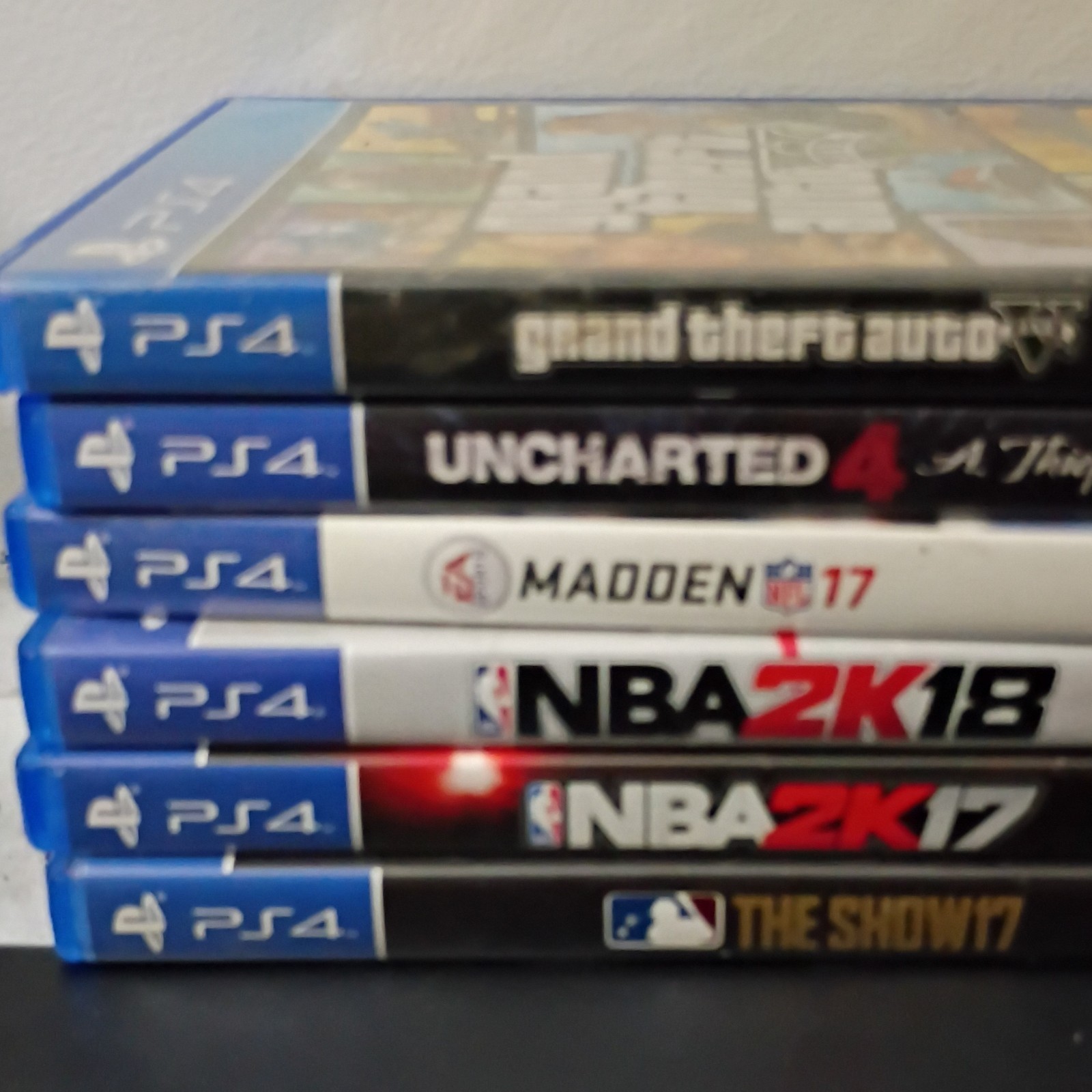 Sony PlayStation PS4 Game Lot GTA V, Uncharted 4, Madden 17, NBA 2K18