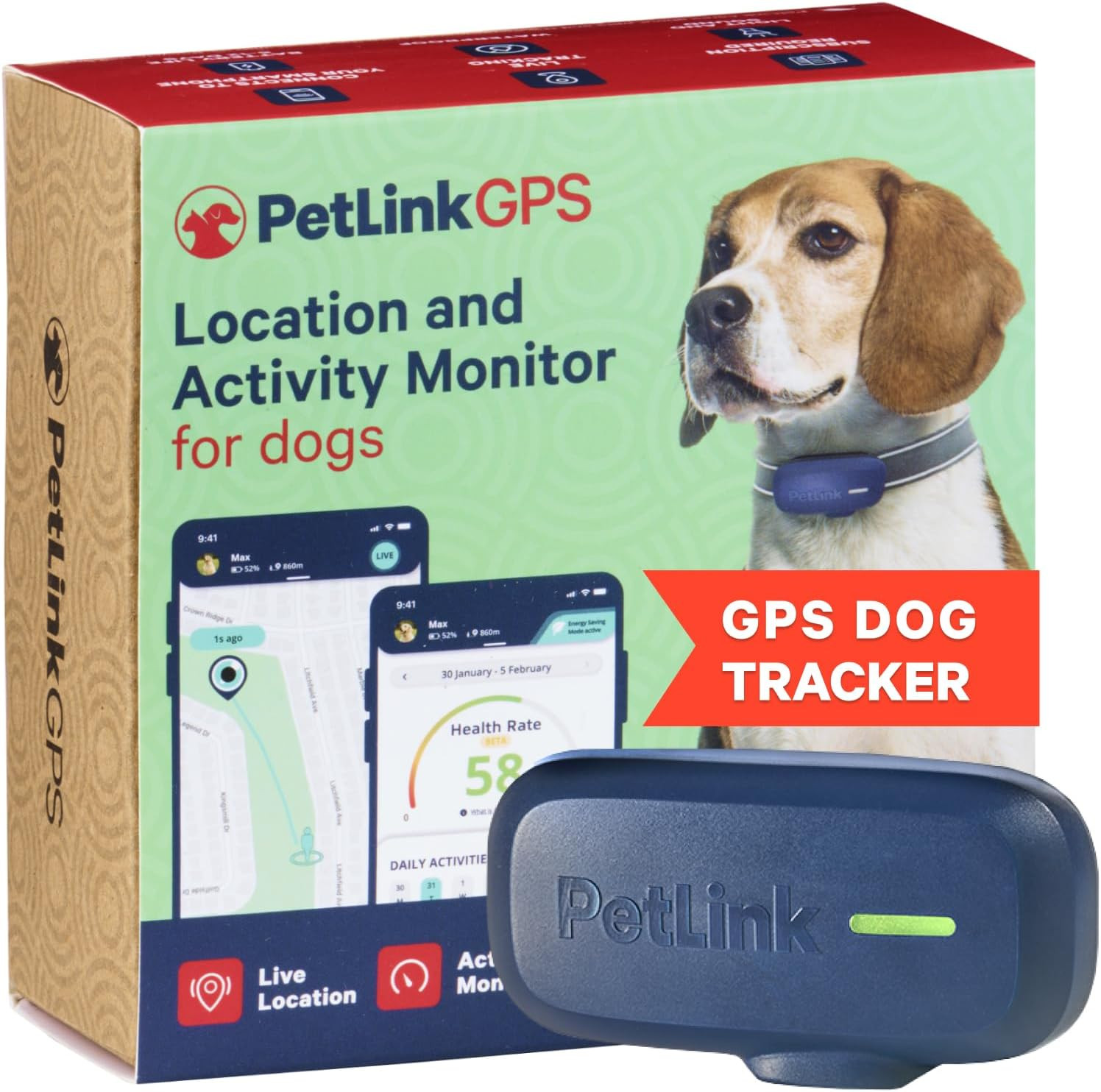 GPS Dog Tracker - Real-Time Pet Tracker Collar - Waterproof Dog GPS Tracker with
