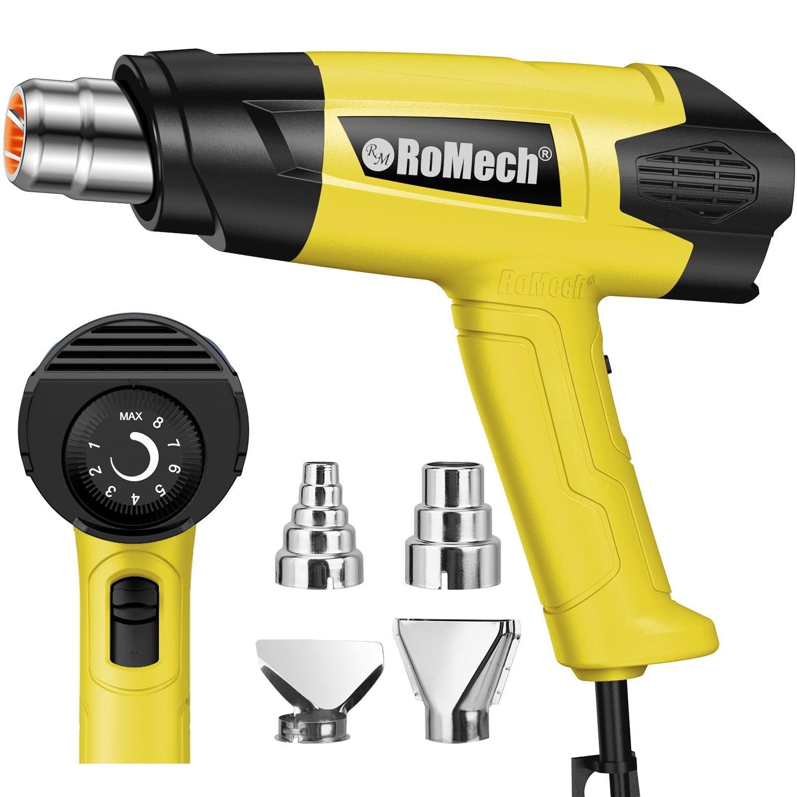 ROMECH 1500W Heavy Duty Heat Gun, Variable Temperature Control Hot Air Yellow 