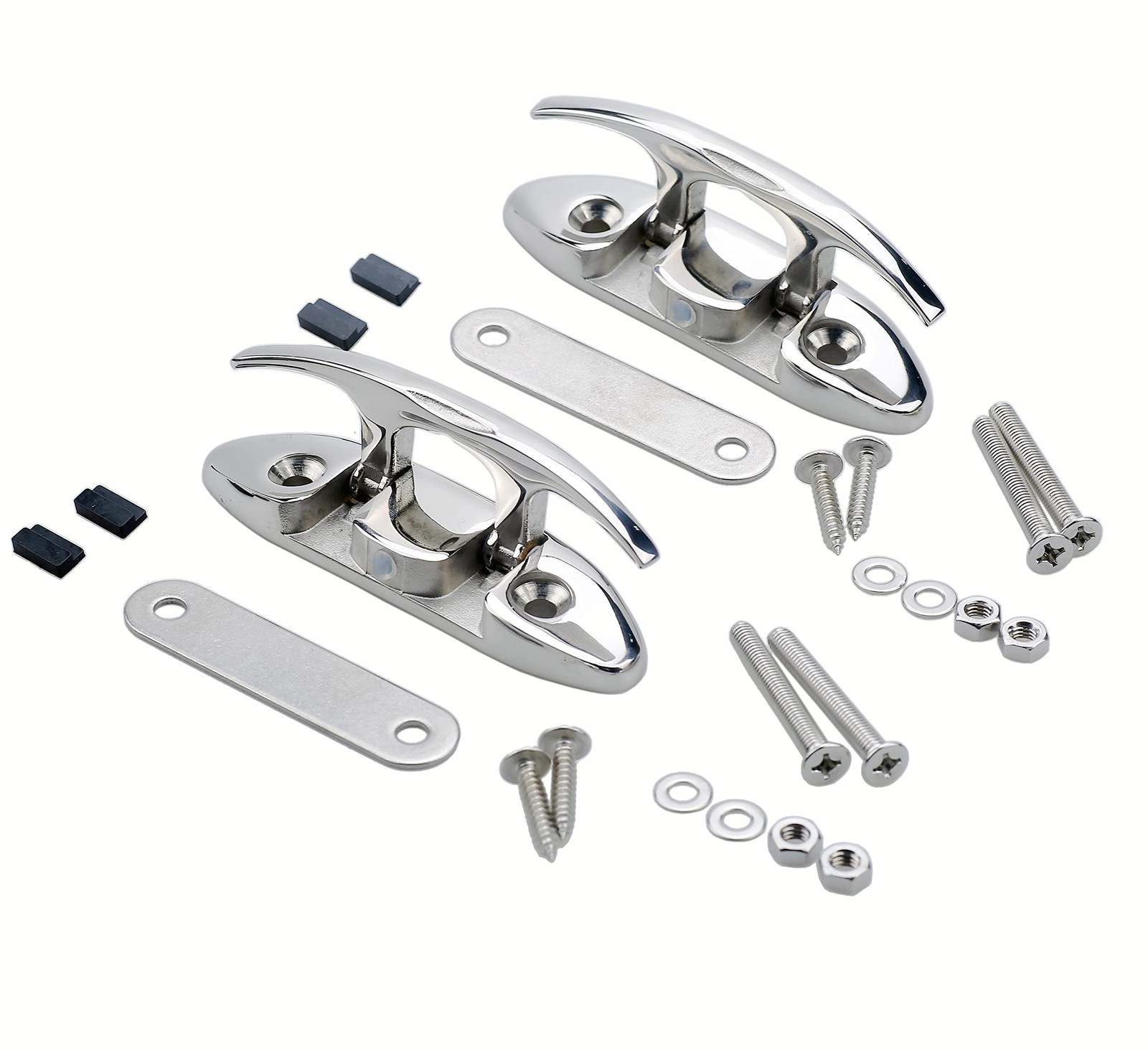 Folding Boat Cleat,Flip Up 4-1/2" Dock Cleat 316 Stainless Steel with Back Pl...