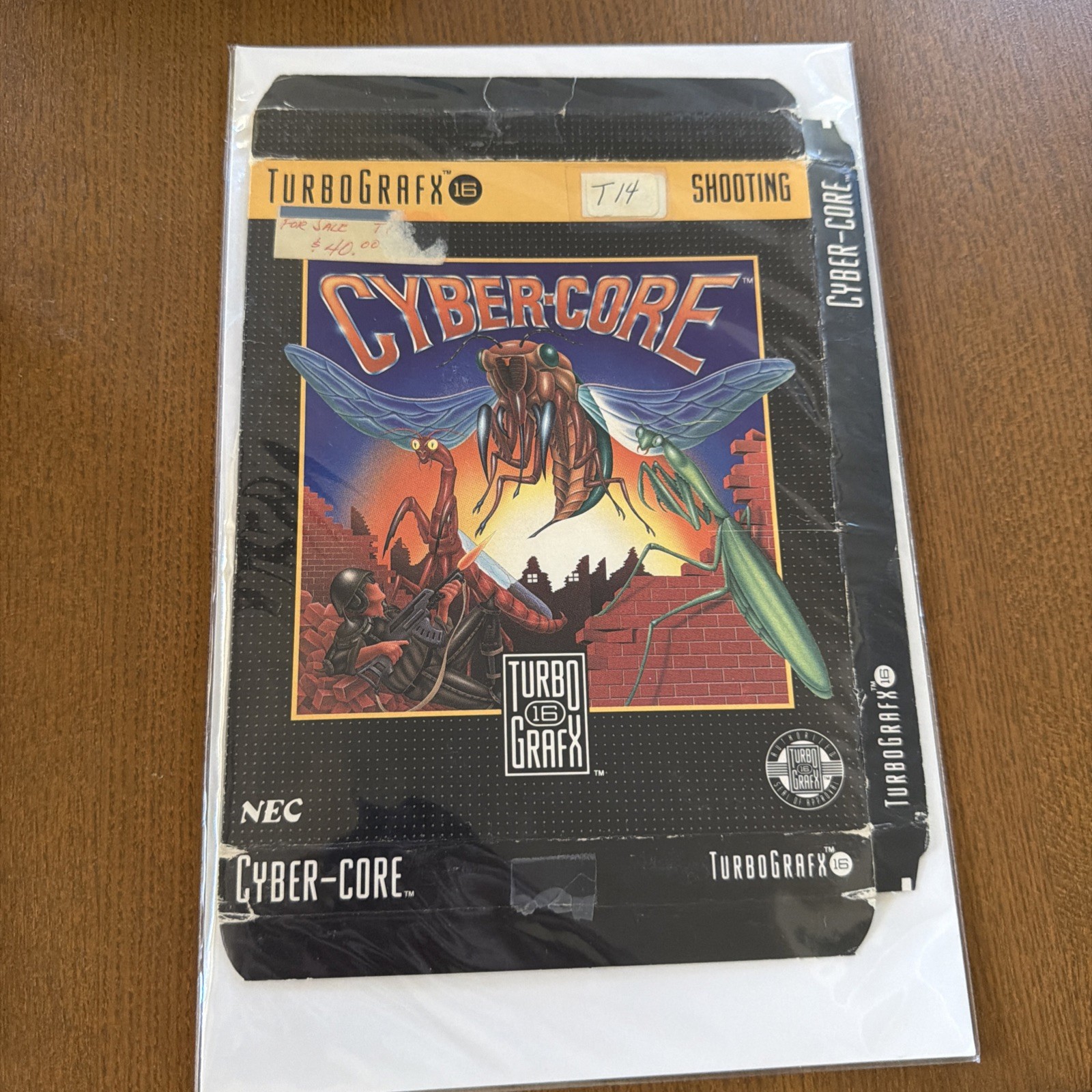 CYBER-CORE FOR TURBOGRAFX-16 BOX SLEEVE ONLY (COLLAPSED) NO GAME