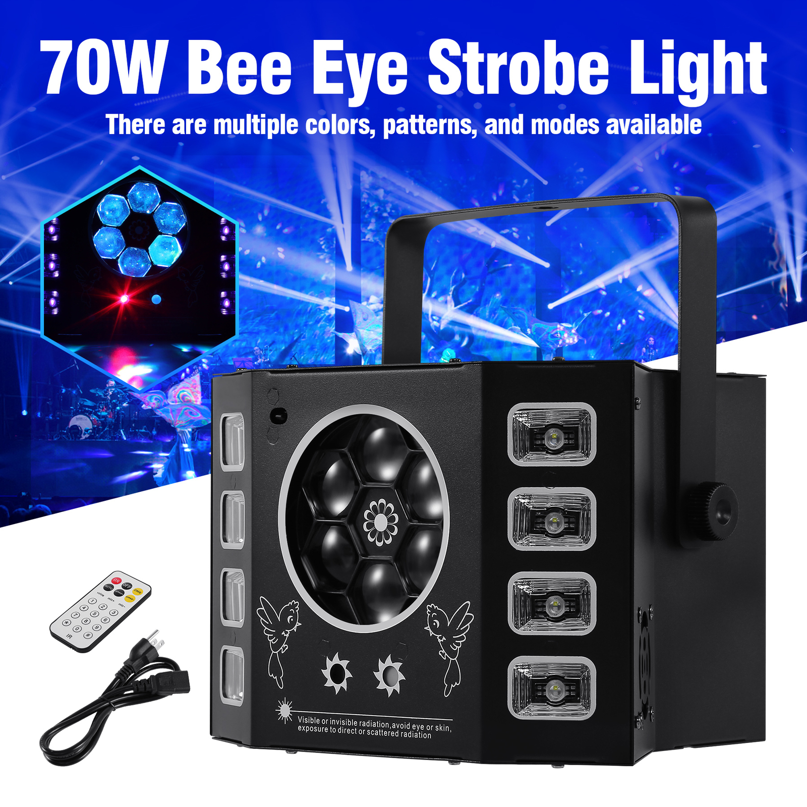 4-in-1 LED Bee Eye Stage Laser Light DMX512 RGBW Sound Activated Beam DJ Lights