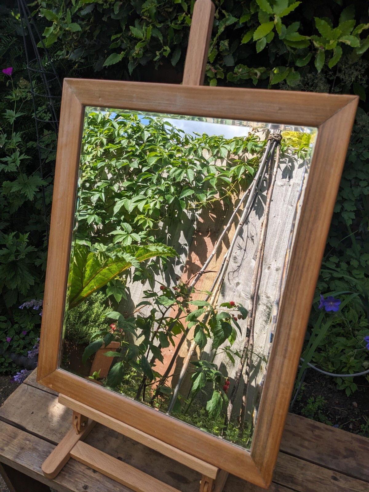 Vintage Hardwood Bevelled Mirror
