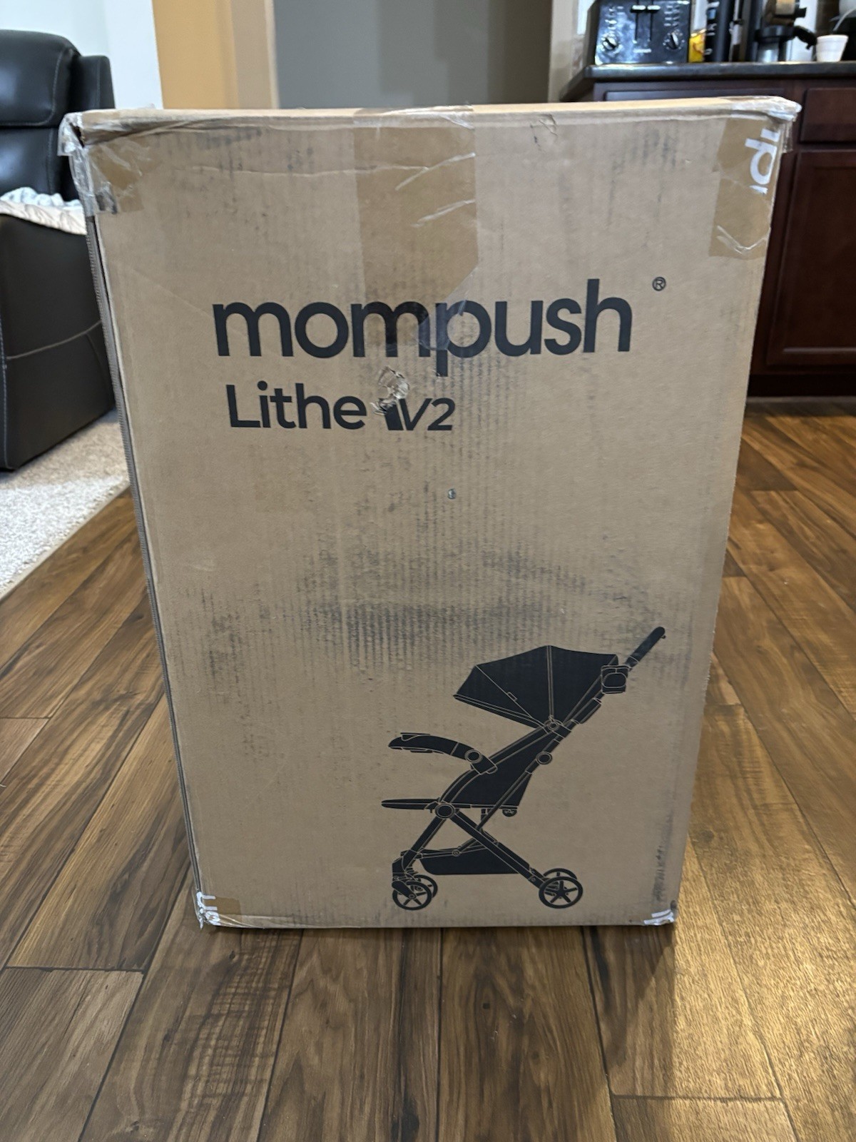 Mompush Lithe V2 Lightweight Stroller With Snack Tray Newborn Nest Mode Black