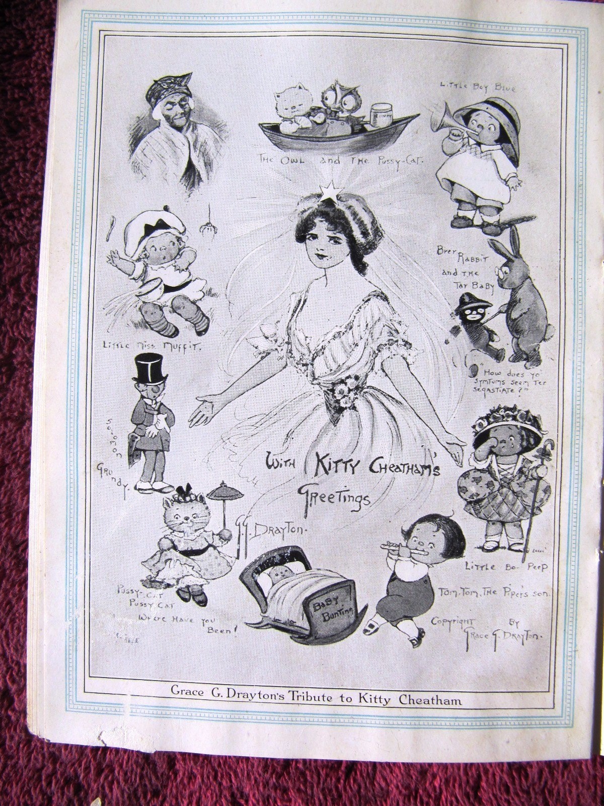 Kitty Cheatham Cartoon New VICTOR RECORDS Aug 1916 Supplement Victrola CATALOG