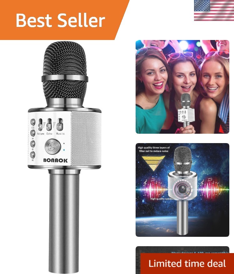 Portable Handheld Karaoke Microphone with Echo Control & High Sensitivity Sound