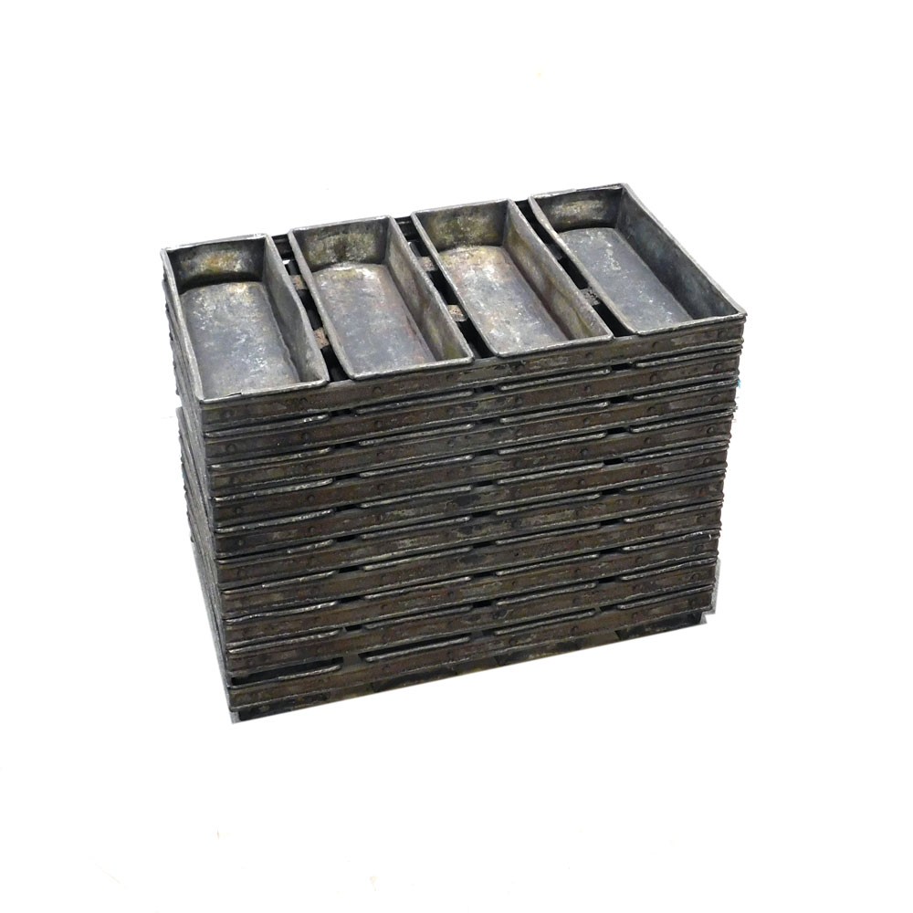 (Lot of 10) Ekco 54 Vintage 4-Strap Commercial Baking Pans 25.25"Lx 15"Wx 2.5"H