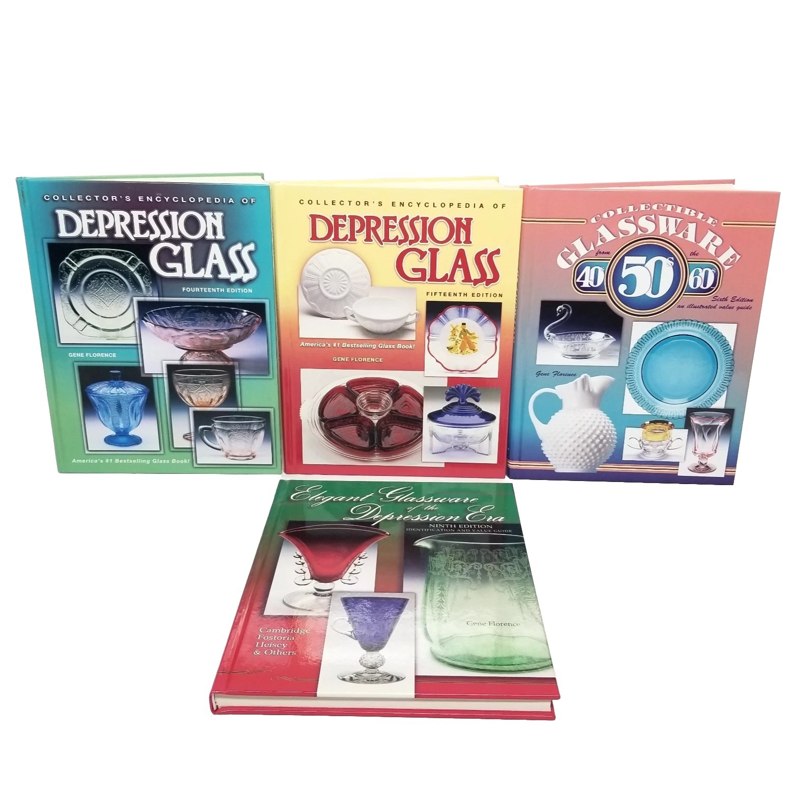 Depression Glass Book Lot of 4 Collector's Encyclopedias Gene Florence HCDJ