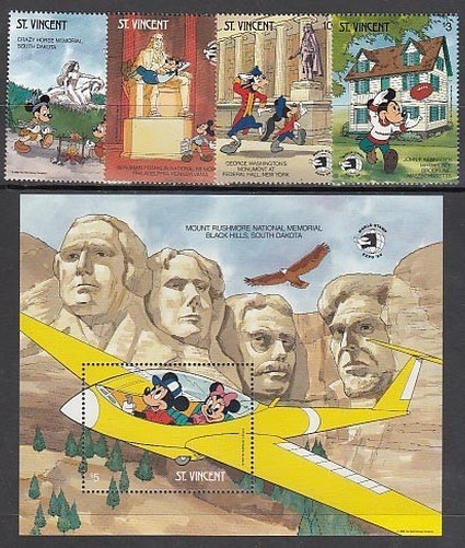 San Vicente - Mail Yvert 1147/50+H.57 ** Mnh Walt Disney