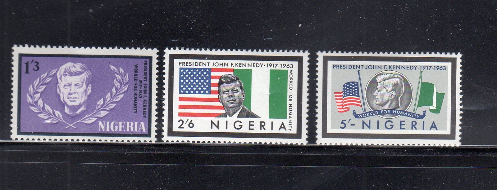 NIGERIA #159-161 1964 PRES. JOHN KENNEDY MINT VF NH O,G 