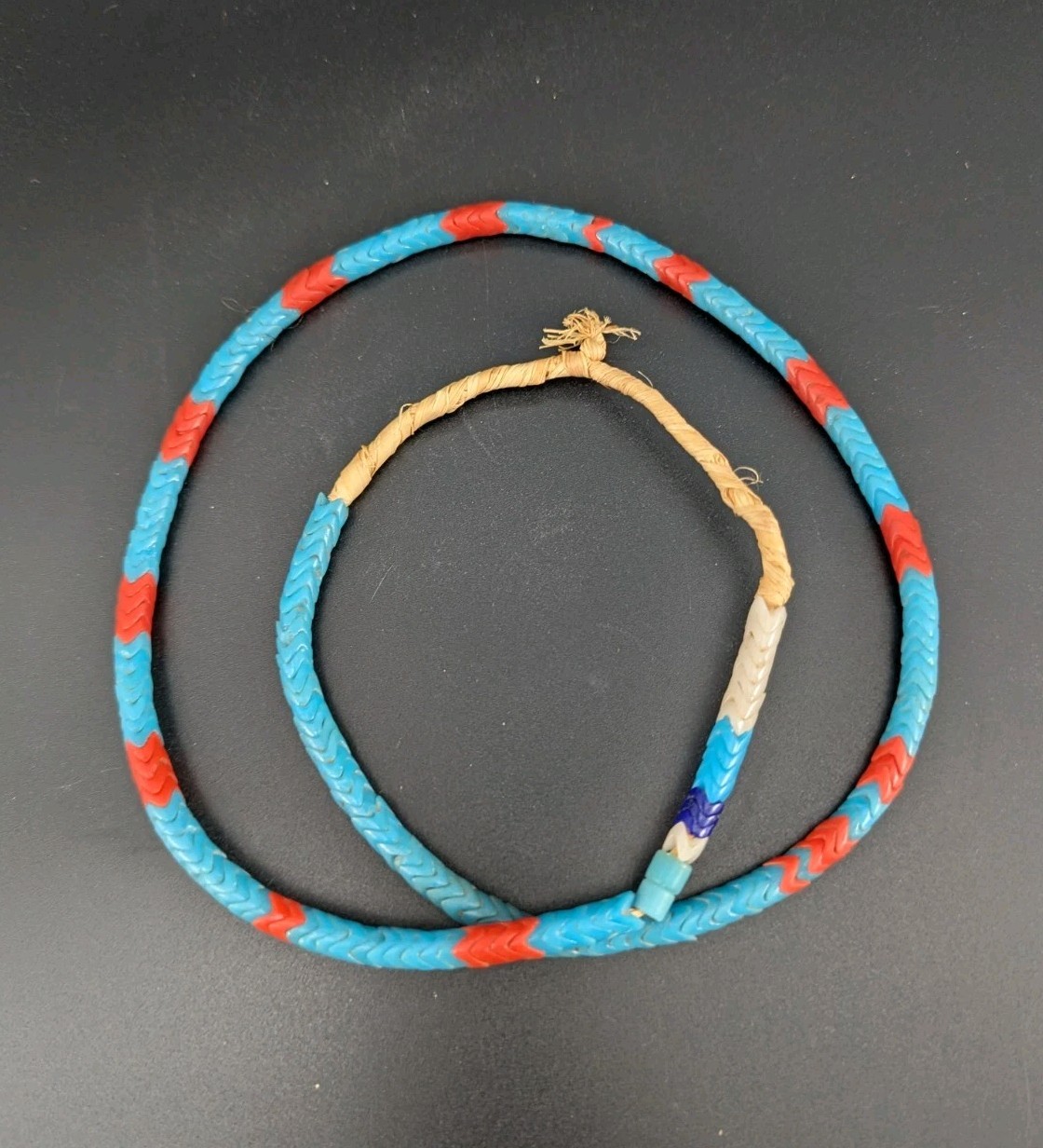 BLUE and RED SNAKE BEAD Antique Trade Beads, Interlocking Snake, Small 6 mm 