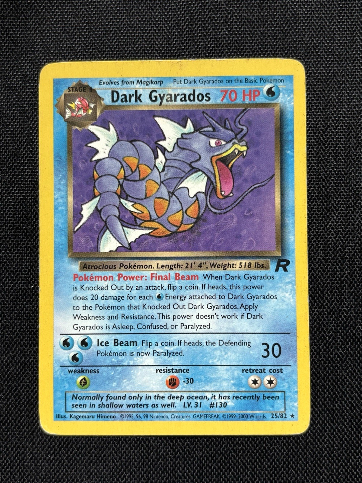 Pokémon Dark Gyarados Team Rocket 25/82 70 HP Rare