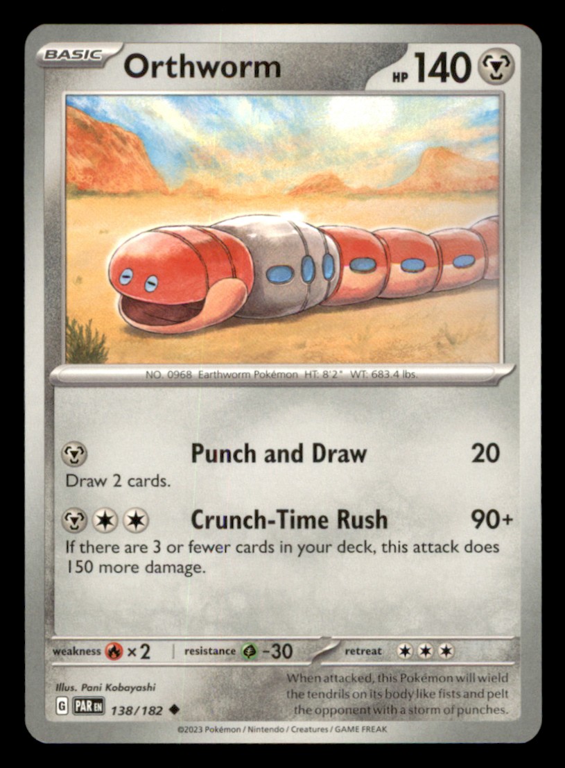 Orthworm Uncommon SV04: Paradox Rift 138/182 NM Normal Pokemon