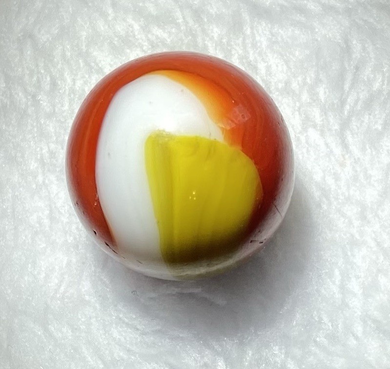 Akro Agate Ketchup & Mustard Swirl Marble 5/8” Near Mint