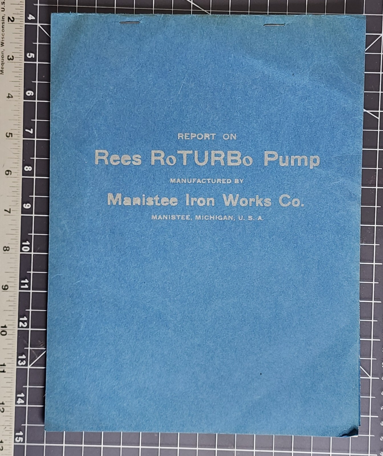 Report Rees R.Turb. Pump Book Manistee Iron Works Goldfield Deep Mines Blueprint