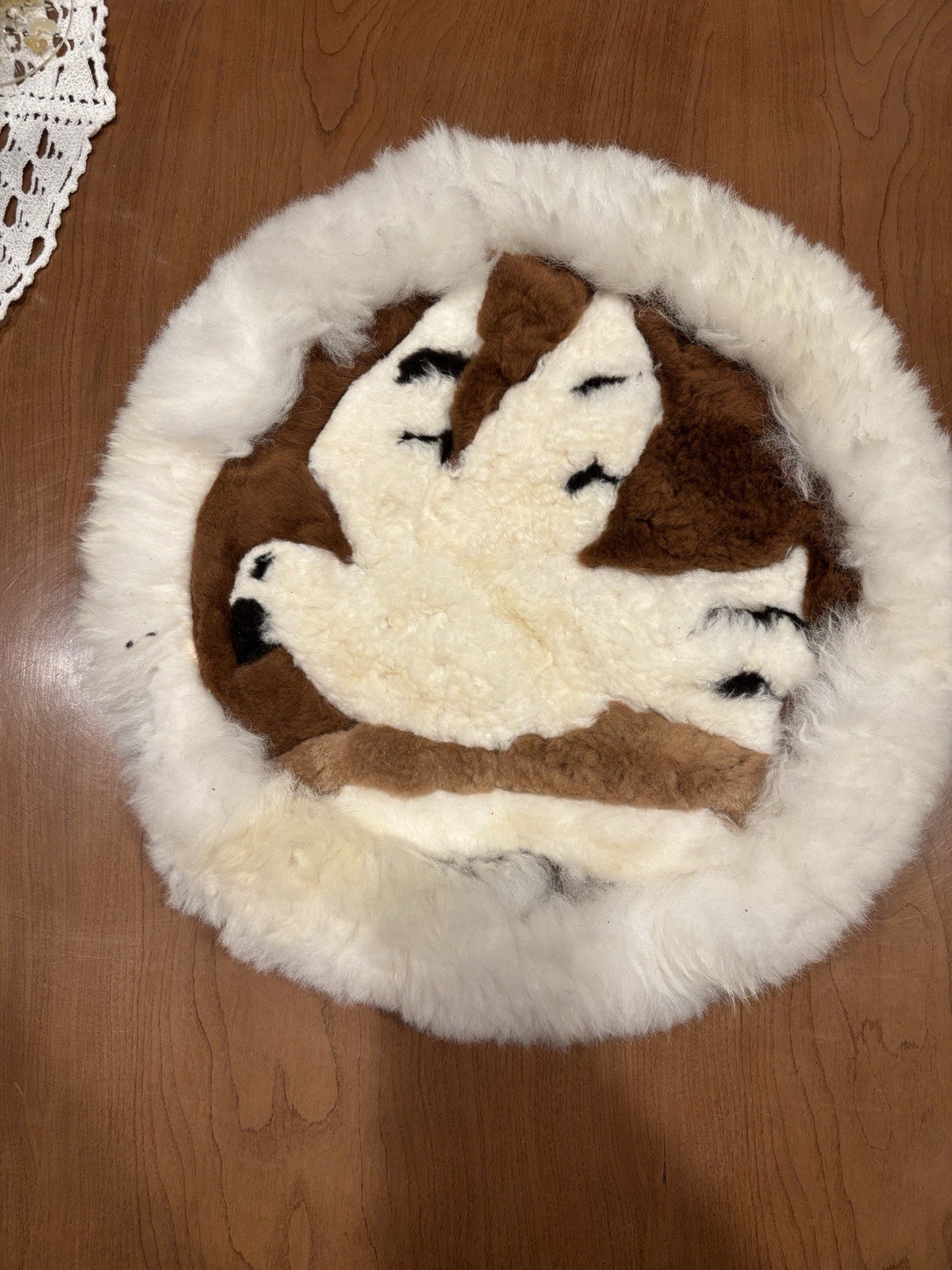 70’s Alpaca Wool Dove Hand Sewn Wall Hanging