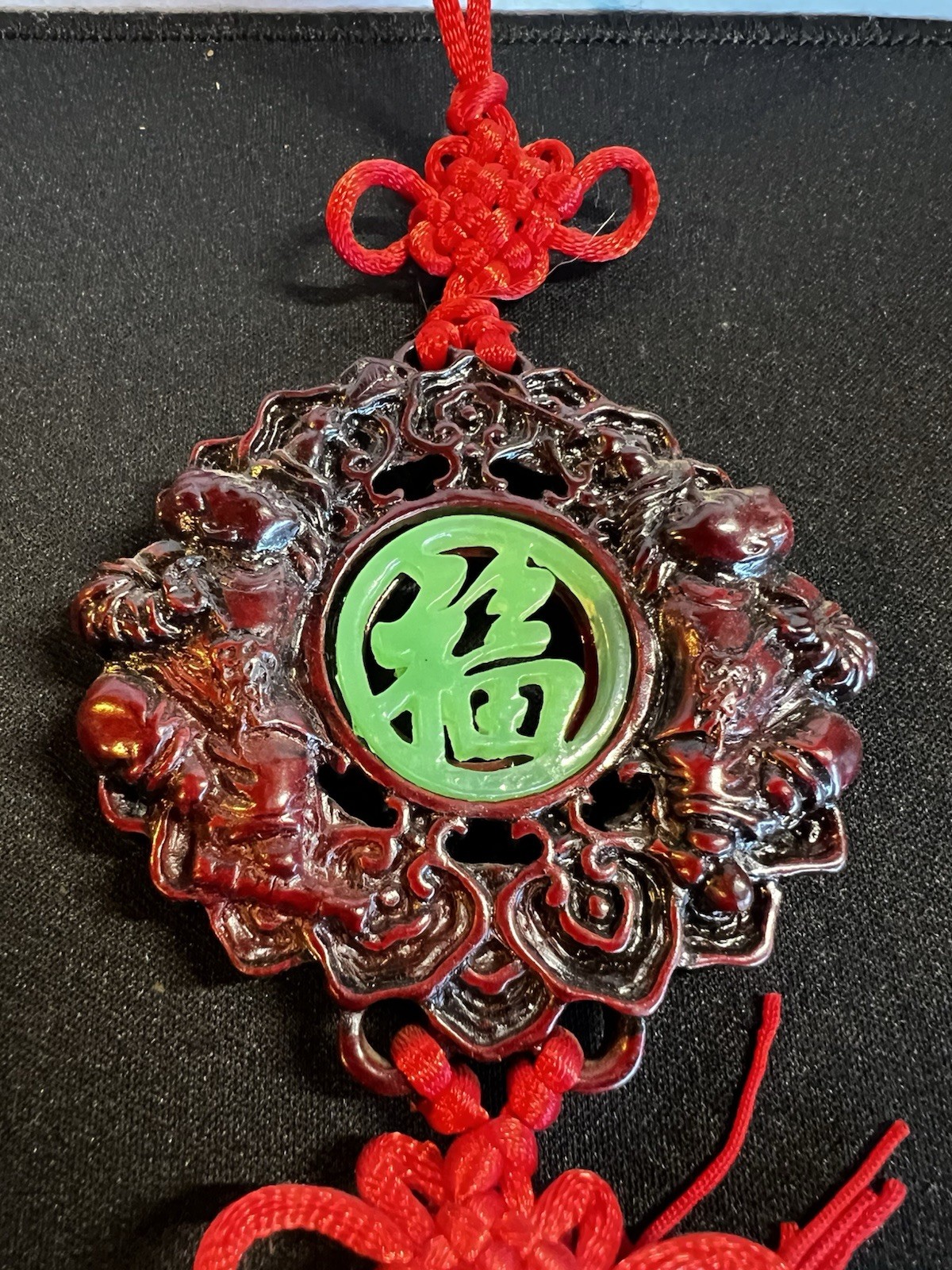 Chinese Jade and Resin Lucky Charm