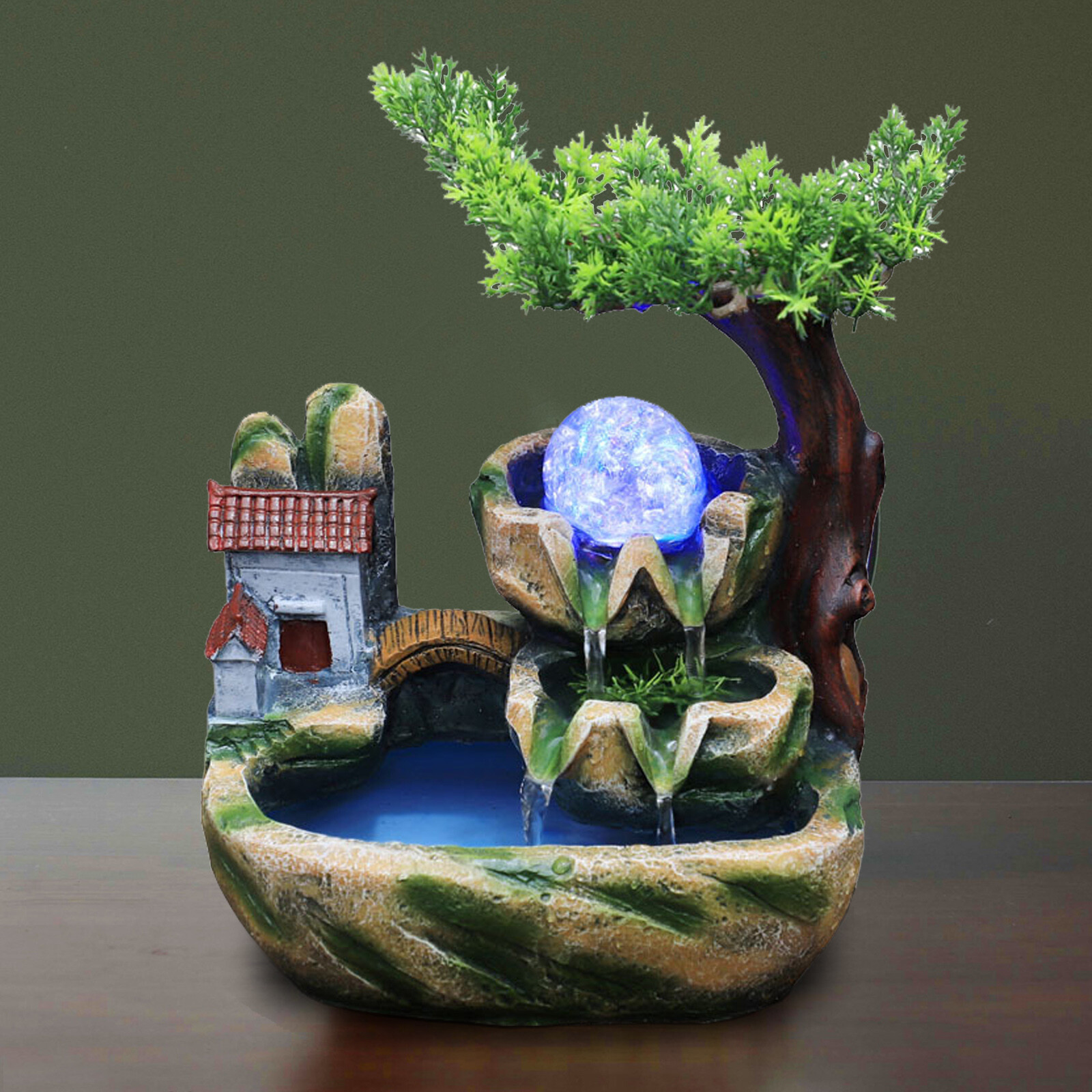 Mini Rockery Fountain Waterfall Feng Shui Desktop Water Sound Indoor Desk Decor