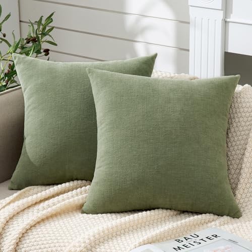  Decorative Square Sage Throw Pillow Covers 18"x18" 18" x 18" (Pack of 2) Green