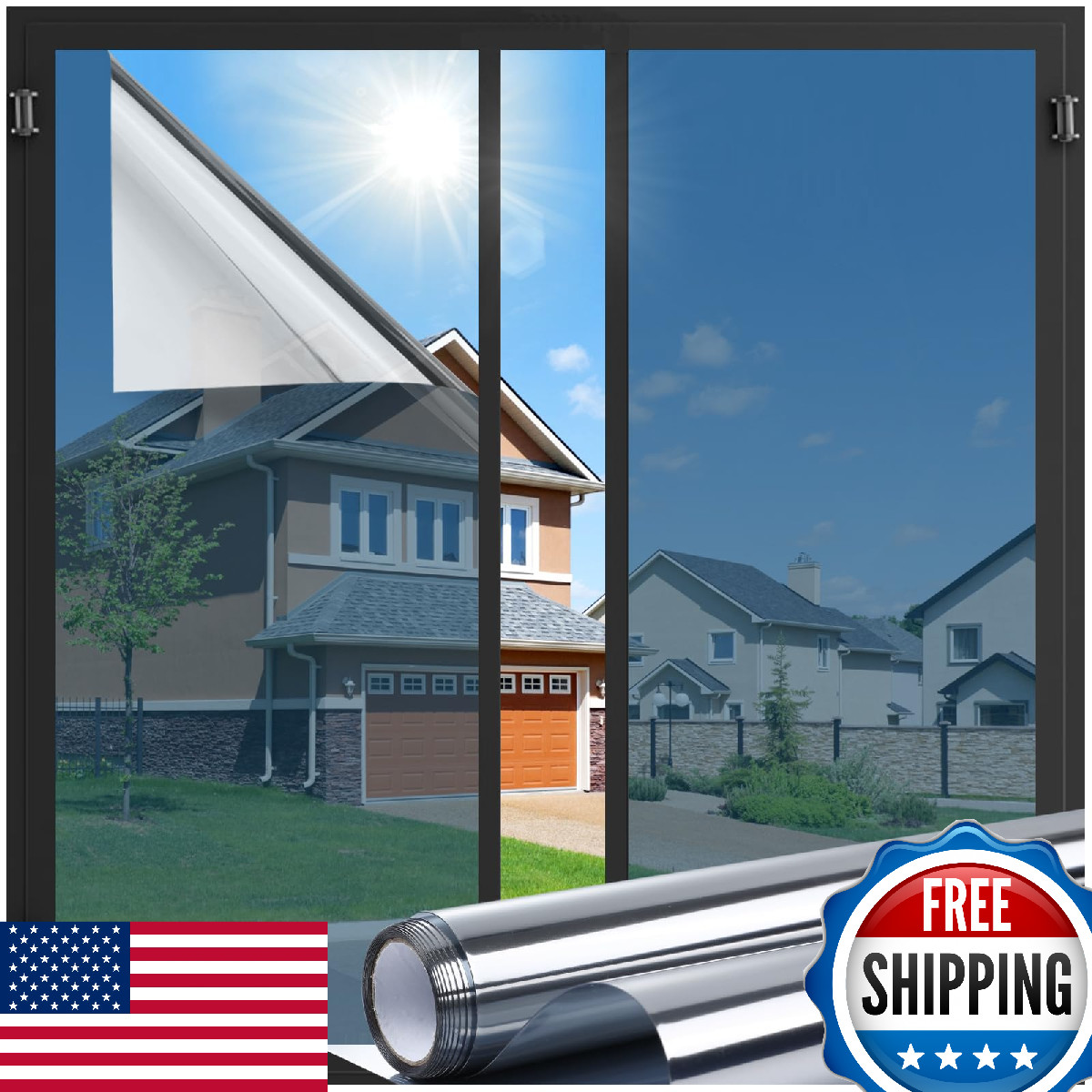 LUTE One Way Window Film Privacy Sun Blocking UV Heat Control Mirror Effect