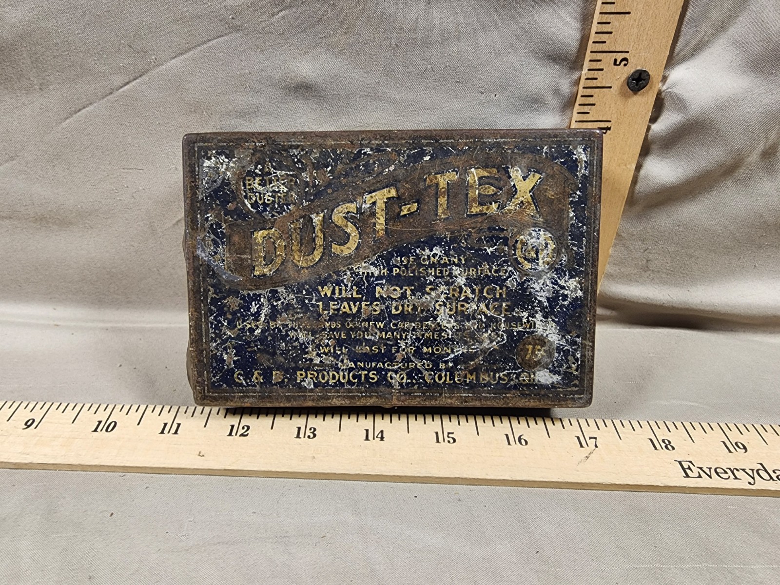 Vintage Dust-Tex Cleaning Cloth Advertising Tin/Can Used Empty Tin Only Ohio