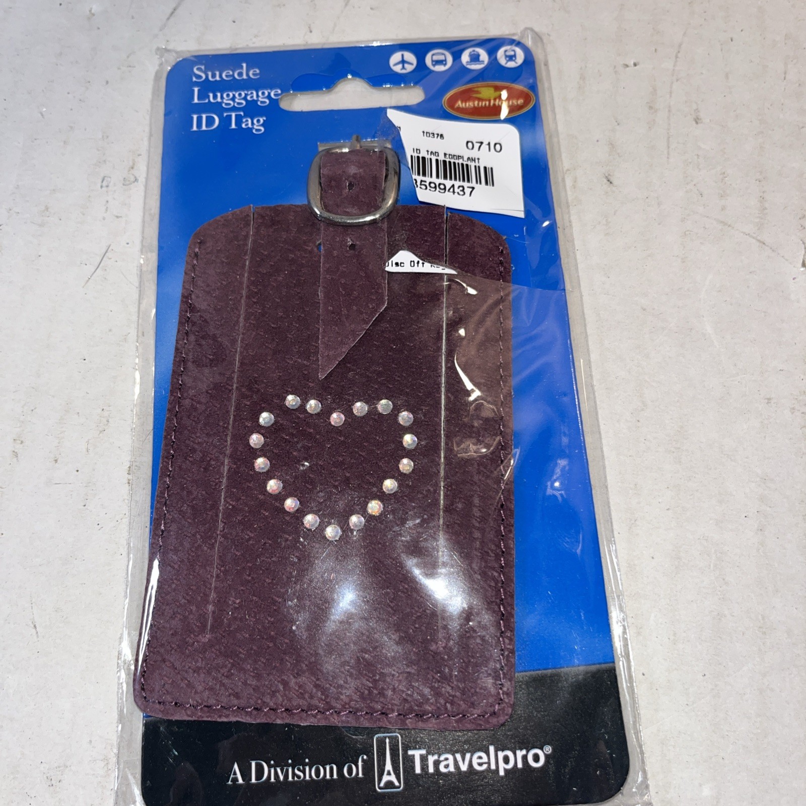 Travel pro  Suede Luggage Tag Burgundy With Decorative Heart