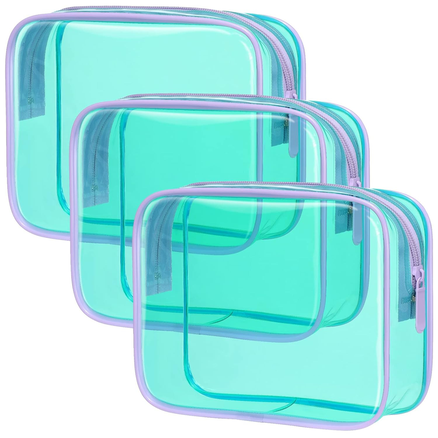 Clear Makeup Bag, 3 Pack Tsa Approved Toiletry Bag with Zipper, Water-resistant 