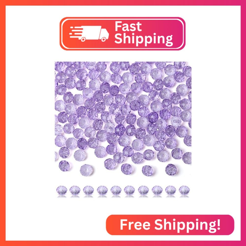 ZHIYUXI 400pcs Purple Beads Purple Glass Crystal Beads for Jewelry Making 6mm Be
