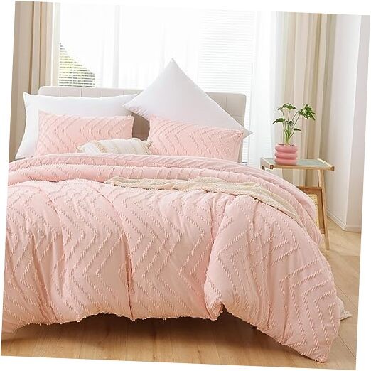  Pink Size Comforter Set 2Pcs, Boho Farmhouse Size Bedding Set, Twin Blush