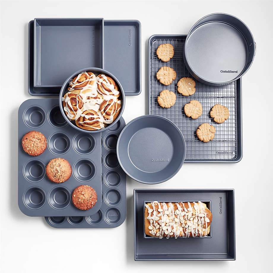 Crate & Barrel Slate Blue Bakeware 6-Piece Set NEW
