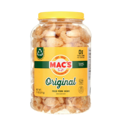 Mac's Original Fried Pork Skins 11oz Barrel